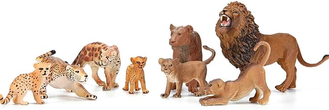 BOLZRA Safari Zoo Animals Figures Toys, 14 Piece Realistic Jungle Animal Figurines, African Wild Plastic Animals with Lion, Elephant, Giraffe Educational Learning Playset for Toddlers, Kids, Children