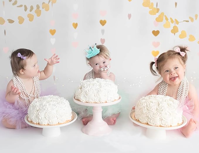 1st Birthday Crown Headband for Baby Girls - Gold/Pink Glitter Mini Crown