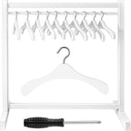 Civaner 22 Pcs Doll Garment Rack with Wooden Clothes Hanger for 18 Inch Girl Doll Clothes Mini Hangers Wardrobe Furniture Accessories for Dollhouse Baby Shower Supplies (White)