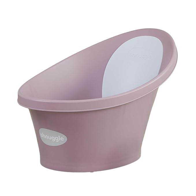 Shnuggle Newborn Baby Bath | Built in Support Bump and Soft Backrest | Suitable from Newborn | Bath Seat Support Includes Plug | Blossom Pink