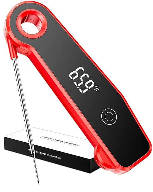 2026 Upgrade Meat Thermometer Digital for Cooking, 0.5s Instant Read Food Thermometer, ±0.5 ℉ Accuracy Kitchen Thermometer, Large LED Display, IP67 Waterproof for Grill, BBQ, Oven, Brewing, Baking