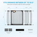 Baby Gate for Stairs 29-52 Inch Wide, Safety Gate for Baby Adjustable Pet Gate with Door Pressure Mounted Gates for Kids Toddler Dogs Extension Kit Indoor Stairway Doorway Black (30.5'' Tall)