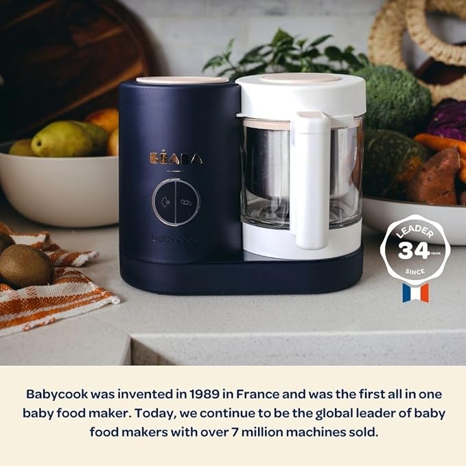 BEABA Babycook Neo Baby Food Maker | Non-Toxic Glass & Stainless Steel | Trusted by Celebrity Moms | Sustainable Baby Food Processor | Global Leader| 34 Servings in 20 Mins, Mineral