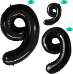 GOER Black Foil Balloons Number 9,Huge Number Balloons for 9th 19th 29th 39th 49th Birthday Party Supplies Anniversary Decorations (3 pcs,42 inch,32 inch,16inch)