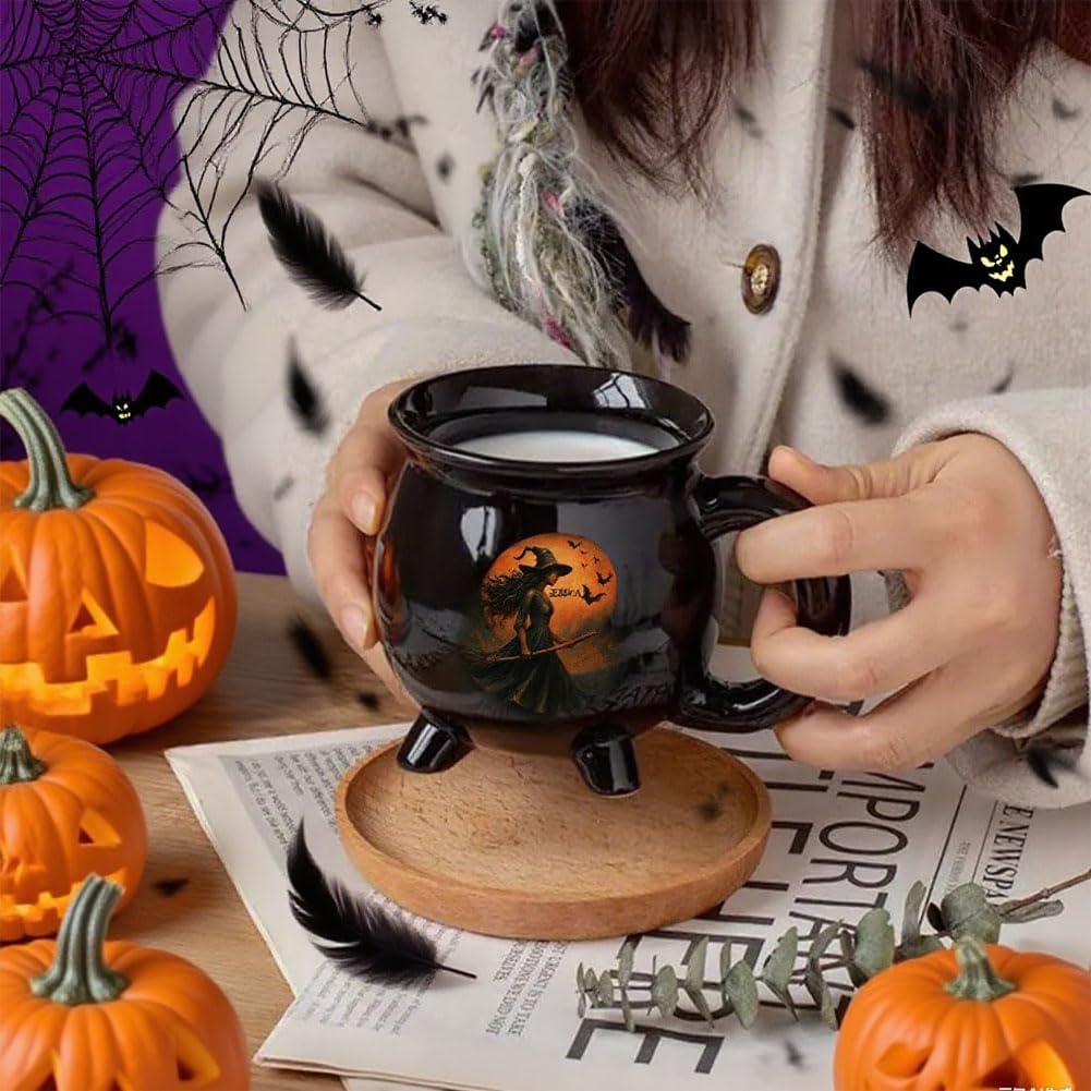 Custom Witch Cauldron Mug, Witch Themed Halloween Coffee Mug, Personalized Witches Brew Halloween Coffee Mug For Women, Besties, Family, Witches Cauldron (3 Pcs)