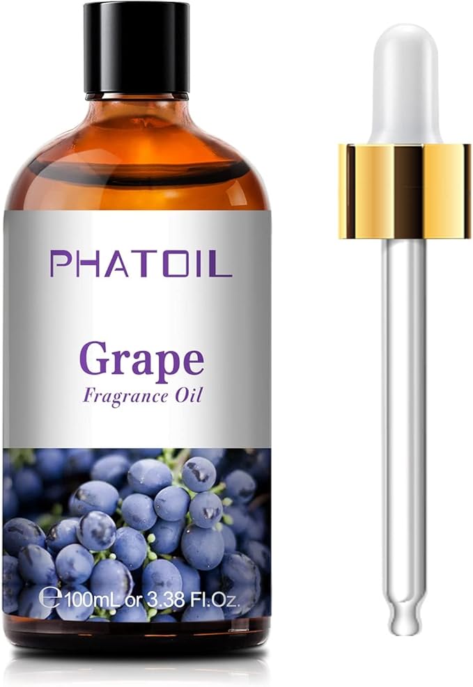 PHATOIL 3.38FL.OZ Grape Fragrance Oils for Aromatherapy, Essential Oils for Diffusers for Home, Perfect for Diffuser, Yoga, Skin Care, DIY Candle and Soap Making - 100ml