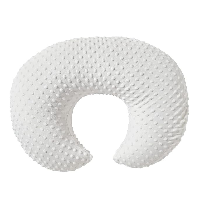 Nursing Pillow and Positioner, Breastfeeding, Bottle Feeding, Baby Sitting Support with Removable Ultra Soft Cover, Tummy Time Support for Baby Boys and Girls (White)
