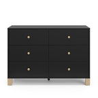 Storkcraft California 6-Drawer Double Dresser (Black with Driftwood) - GREENGUARD Gold Certified, Interlocking Drawer System, Dresser Drawer Organizer for Kids Bedroom