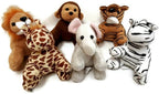 Suede Jungle/Zoo Animals, Assorted Suede Plush Jungle Animals (12 Piece Set)