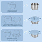 2 Pack Snack Cups for Toddlers Spill Proof - Detachable Stainless Steel Toddler Snack Cups with Silicone Lids & Handles - Dishwasher Safe Baby Snack Containers for Mess-Free Snacking (Blue and Green)