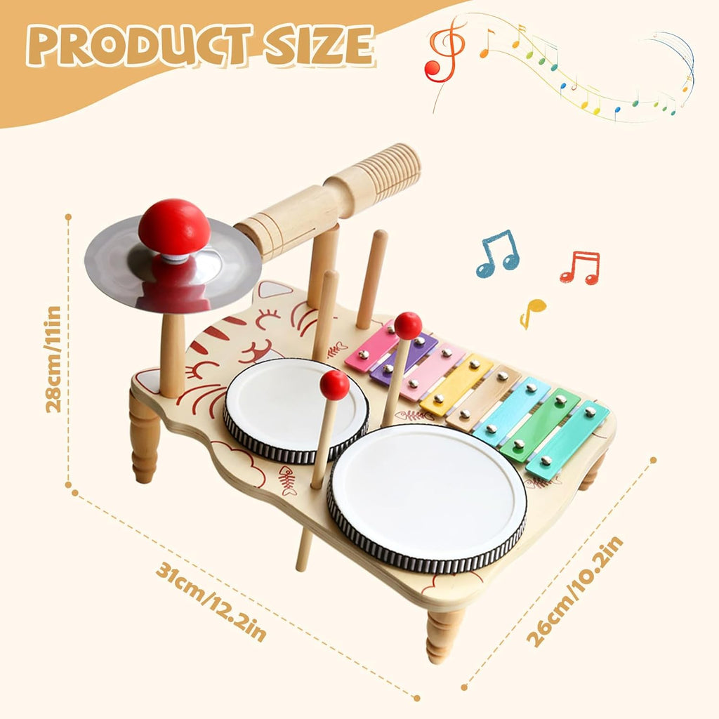 Kids Drum Set -5 in 1 Musical Instruments for Toddlers, Baby Percussion Instruments Preschool Educational Toys, Xylophone Tambourine Birthday Gifts for Boys and Girls(Big Kids Drum Set)