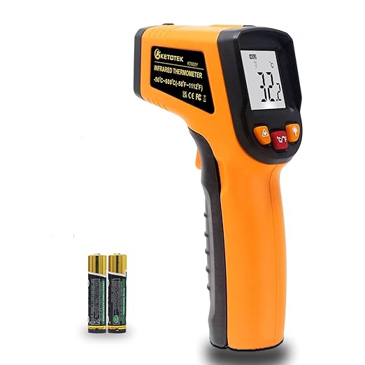 Ketotek Digital Infrared Thermometer Temperature Gun -58°F-1112 °F(-50°C - 600°C) Handheld Non Contact IR Laser Thermometer KT600Y for Cooking Meat Refrigerator Pool Pizza Oven BBQ Food