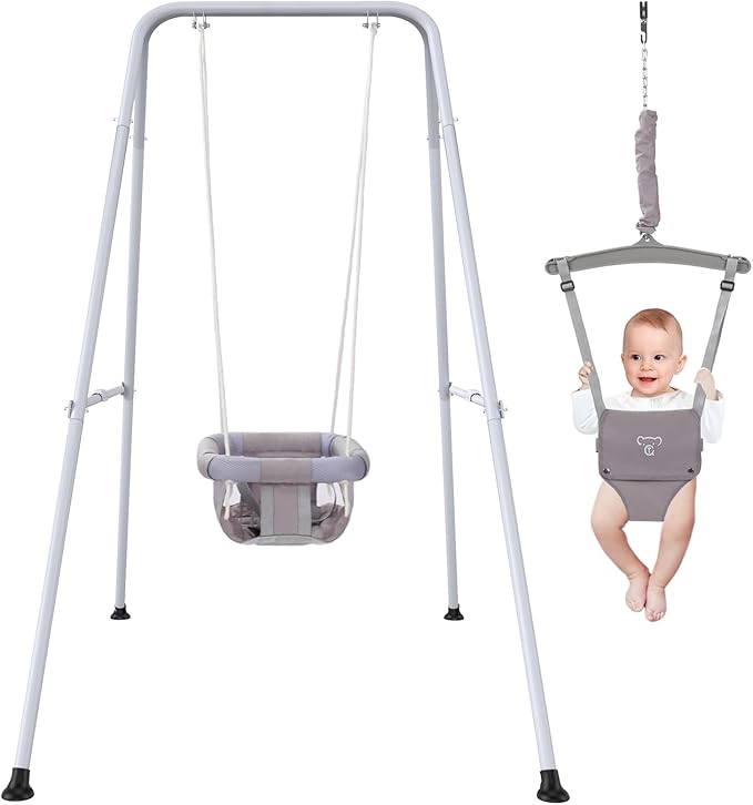 2 in 1 Baby Jumper with Swing, Baby Swing Indoor and Outdoor Use, Baby Jumpers and Bouncers, Toddler Swing with Foldable Stand