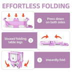 Collapsible Baby Bathtub for Infants to Toddler with Real-time Temp Monitor+Floating Cushion,Foldable Baby Bath Tub Set Applicable 0-36 Month,Portable Travel Bathtub for Newborns Girl (Purple)