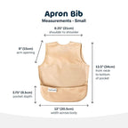 Tiny Twinkle Mess Proof Apron Bibs - 2 Pack Waterproof & Lightweight Baby Bibs for Led Weaning | 100% Recycled Polyester, Easy Clean & Machine Washable (Sand Cinnamon,Small 6-24 Months)