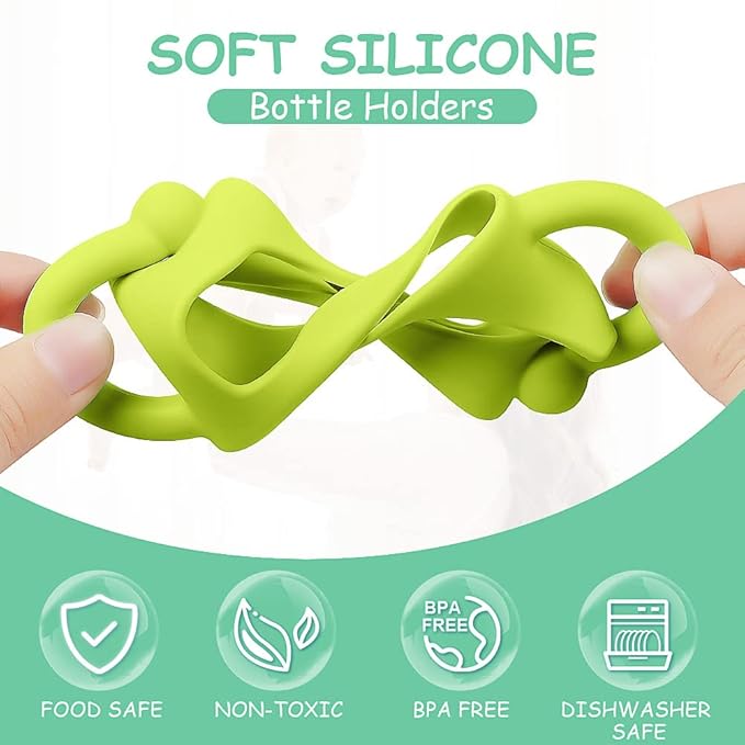 Silicone Baby Bottle Handles, 2PCS Bottle Handles for Dr Brown Narrow Bottles, Easy Grip Handles to Hold Baby Bottle, Easy Carry Handle Lightweight Bottle Handle(Green/Blue)