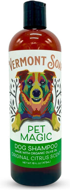 Vermont SOAP Organics Pet Shampoo - Infused with Organic & Natural Olive Oil, Coconut & Aloe Vera Dog Shampoo for Sensitive Skin - USDA Certified Grooming Pet Shampoo - Original Citrus (16oz)