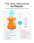 Silicone Reusable Baby Food Pouches with Straws, 4 Pack Leakproof Refillable Squeeze Pouches, Dishwasher, Freezer, Microwave Safe, 5OZ Baby Food Storage for Homemade Puree, Yogurt