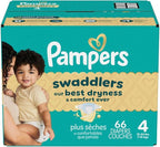 Pampers Swaddlers Diapers, Size 4 (15-34 lbs), 66 Count, Absorbent, Keeps Baby Dry and Comfortable, Skin Safe Disposable Baby Diaper (Packaging May Vary)