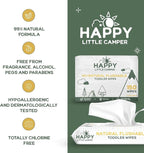 Happy Little Camper Natural Flushable Wipes - Hypoallergenic Wet Wipes with Aloe Vera, Chamomile and Pomegranate Extract - Unscented Baby Wipes Safe for Sensitive Skin - 600 Count