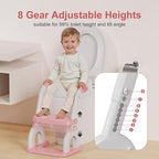 Potty Training Seat with Step Stool Ladder, Upgraded 2-in-1 Toddler Potty Training Toilet Seat with Non-Slip Step Splash Guard Handles and Waterproof Cushion, Toddler Potty Seat for Kids Boys Girls