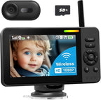 Wireless Baby Car Camera, HD 1080P Car Baby Monitor with Night Vision, Easy Install Backseat Camera for Kids, 360 Degree Rotatable Rear Facing Car Seat Mirror for Home, Baby, Pet