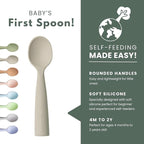 Miniware Silicone Baby Spoon for Training - BPA Free Baby Utensils - Baby Spoons Self Feeding 6 Months | 100% Food Grade Silicone - Modern & Dishwasher Safe Toddler | Dishwasher Safe (Aqua and Oat)