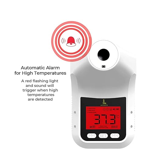 LETUSTO Wall-Mounted Infrared Temperature Reader, Non-Contact Instant LED Display with Alarm (with Stand)