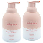 Babyology All Natural Baby Wash and Shampoo - 100% Edible Ingredients - with Organic Rose Water (Unscented) - 12 FL. OZ - Good for Sensitive Skin - Non Toxic - Tear Free (Pack of 2)