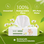 Yugi Green Baby Wipes – Unscented, Compostable, Biodegradable, Plant-Based, Fragrance-Free, for Sensitive Skin & Babies – 24 Packs of 72 (1728Count)