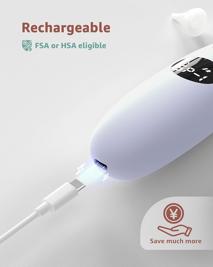 GROWNSY Nasal Aspirator for Baby | Baby Nose Sucker | Electric Nose Suction for Toddler, Ergonomic Booger Sucker with 3 Silicone Tips, Music & Light Soothing Function(Purple)