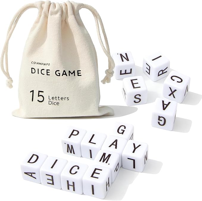 Crossword Dice Game, Word Game, Fun for Family Game Night, Festive Parties, Gatherings & On-The-Go Fun, Crossword Puzzle with 15 Large Letter Dice