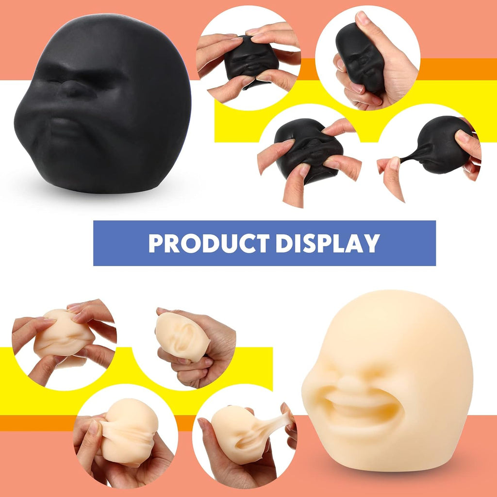 2 Pcs Funny Human Face Emotion Balls Fidget Sensory Toy Stress Relief Squeeze Ball Black Sulkiness and White Happy Decompression Anxiety Relief Toy for Adult Teen Christmas Stocking Filling Favor