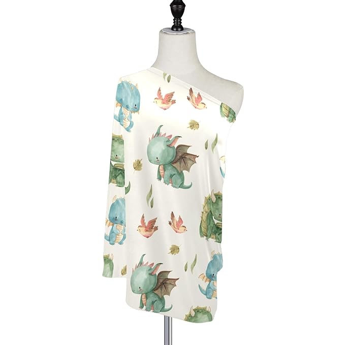 Kigai Cute Dragon Baby Car Seat Covers for Newborn, Breathable Nursing Cover for Breastfeeding Moms, Baby Stroller/Shopping Cart/Stretchy Carseat Cover for Boy & Girl