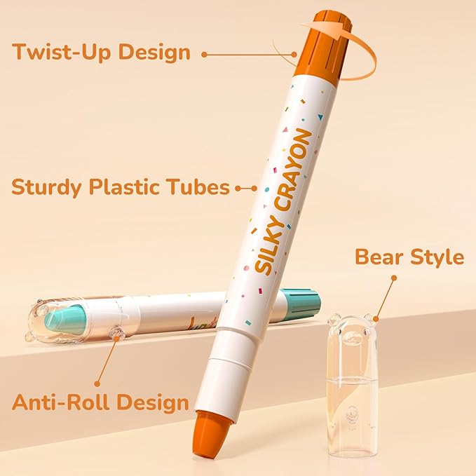 12 Color Twist Crayons for Toddlers 1-3 and Kids 4-8, Non-Toxic Washable Crayons 2-4, Ultra-Silky Easy-Grip Art Supplies, Ideal Coloring Gift for Boys and Girls