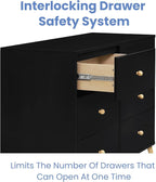 Delta Children Essex 6 Drawer Dresser, Black/Natural