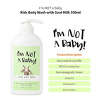 I'm NOT A Baby! Kids Body Wash– Dermatologist Tested, Allergen free, Cruelty-free, PETA, Gentle for Kids, Goat Milk, 16.9 Fl Oz