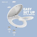 Quick Flip Toilet Seat with Built-in Potty & Splash Guard for Toddler Training, Slow Close - Jool Baby (Round)