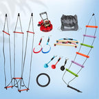 Slackers Exclusive Ninjaline Kit with Rickety Bridge & 15' Bachar Ladder – 36' Obstacle Course Line with 7 Obstacles – Outdoor Ninja Training System