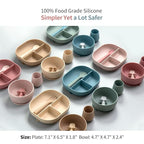 SAMiGO Silicone Baby Feeding Set, Baby Led Weaning Supplies, Suction Bowl Plate Bib Cup Self Feeding Spoons, Solid Food Eating Essentials, First Stage Utensils, 6+ Months