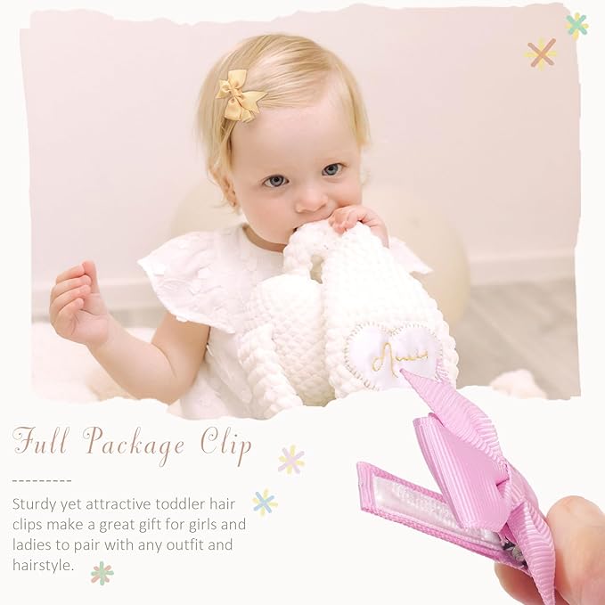 CÉLLOT 50PCS 2inch Baby Hair Clips - Fully Lined Tiny Baby Hair Bows Alligator Clips for Girls Infants Toddlers 25 Colors in Pairs