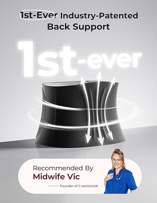 Momcozy Ergowrap Postpartum Belly Band for Natural and C-Section Recovery, Abdominal Binder with 3D Abdomen Lifting & Ergonomic Back Support, Seamless Belly Wrap Shapewear for Post Surgery Recovery