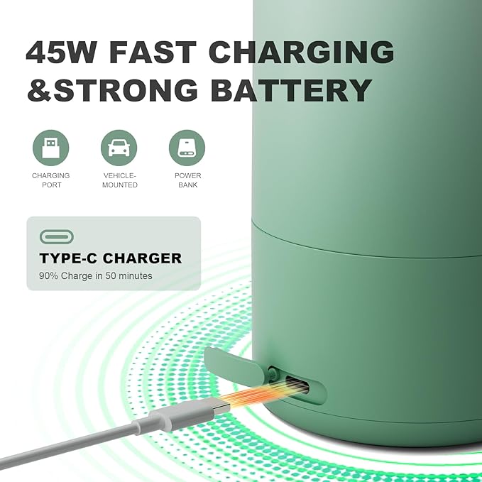 Portable Bottle Warmer for Travel - Portable Milk Warmer for Baby - Fast Heating Fast Heating Breast Milk & Formula Warmer 17oz Capacity, Adjustable Temp Long Battery Life for Outdoor Airplane and Car