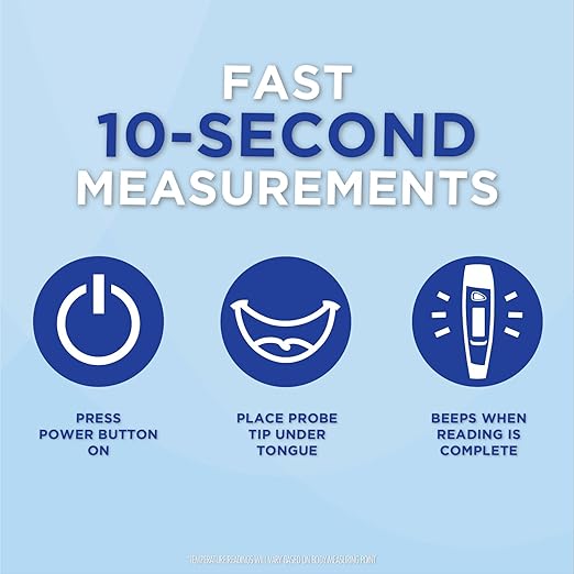 Healthwise Digital Thermometer | 10-Second Readout | Feverline Indicator | Flexible Tip | Hygienic Water-Resistant Easy Cleaning | Storage Case + Probe Covers Included