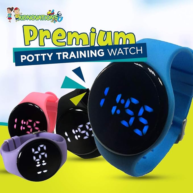 Premium Potty Training Watch - Toilet Training Timer - Rechargeable Water Resistant Digital Watch Reminder to Go Potty Vibrates and Plays Music Keeps Your Child Entertained at Potty Time