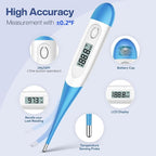 Boncare 10 Seconds Oral Thermometer for Adults and Kids - Accurate & Safe Rectal Thermometer for Baby with Fever Alarm, Digital Thermometer (Light Blue)