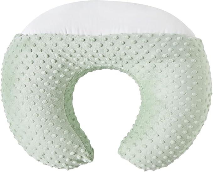 Nursing Pillow and Positioner Breastfeeding and Bottle Feeding, Propping Baby, Tummy Time, Sitting Support, with Removable Polyester Cover, dots Fabric, for Baby Boy Girl(Bay)