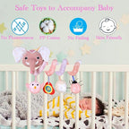 Car Seat Toys, Baby Stroller Toys Infant Spiral Hanging Toys for Crib Bar Bassinet Stroller Car Seat Mobile, Early Development Toys for Newborn Baby Girls 0 3 6 12 Months -Pink Elephant