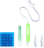 Baby Nasal Aspirator Nasal Congestion Relief with 25 Hygiene Filters 2 Silicone Tips with Nose Cleaning Tweezer, Green