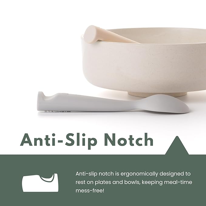 Miniware Silicone Baby Spoon for Training - BPA Free Baby Utensils - Baby Spoons Self Feeding 6 Months | 100% Food Grade Silicone - Modern & Dishwasher Safe Toddler Spoons (Grey and Peach, 2 Pack)